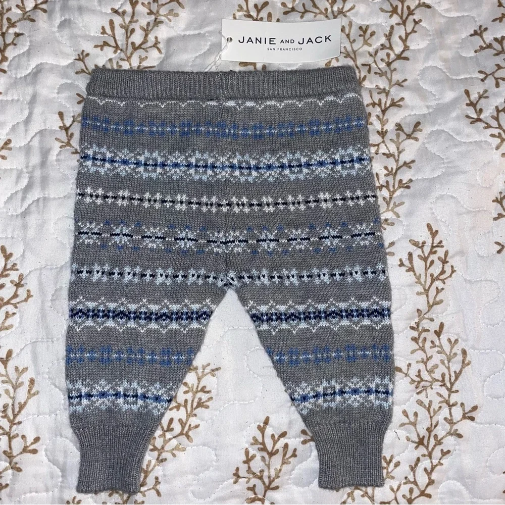 NWT Janie and Jack holiday pant soft sweats 100% cotton snowflake sz 0-3 month - Picture 4 of 4